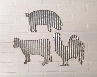 silver metal farm etsy