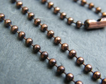 Copper ball chain ~ Antique copper chain ~ Copper necklace ~ Solid copper chain ~ UK supplier ~ 2.4mm copper necklace ~ 18 inch