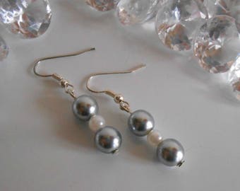 Chic grey and white wedding earrings