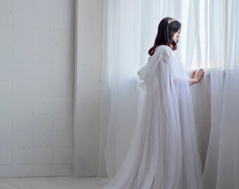 Ethereal - bridal cloak / wedding cape / bridal cape / tulle bridal cloak / wedding cloak / unique bridal cover up / veil alternative