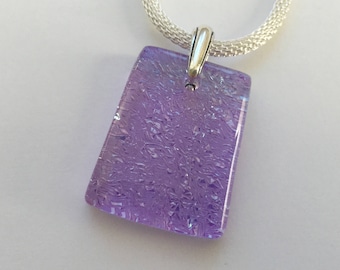 Dichroic Glass Pendant, Fused Glass Jewelry, Lavender Dichroic Necklace