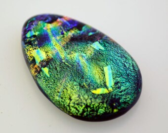 Dichroic Cabochon, Teardrop Cabochon, Sparkling Cabochon, Jewelry CAB, Mosaic Tile, Handmade Cabochon
