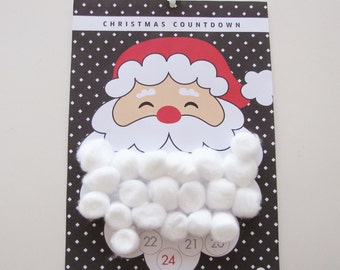 Printable Advent Calendar | Santa Beard | Countdown Calendar | Xmas Calendar | Instant Download | Christmas Countdown Calendar | Xmas print