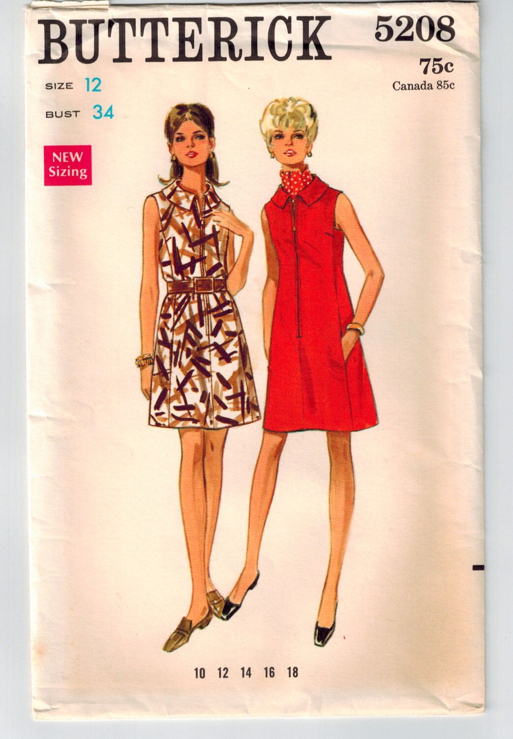 Vintage 60s Misses Dress Sewing Pattern Bust 34 Loose Fit