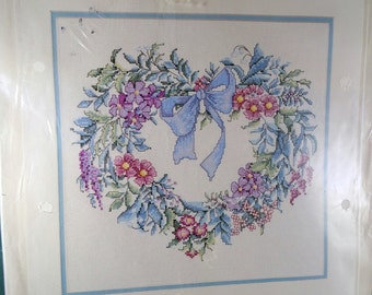 Elsa Williams Counted Cross Stitch Kit Heartfelt Wreath Free Shipping USA