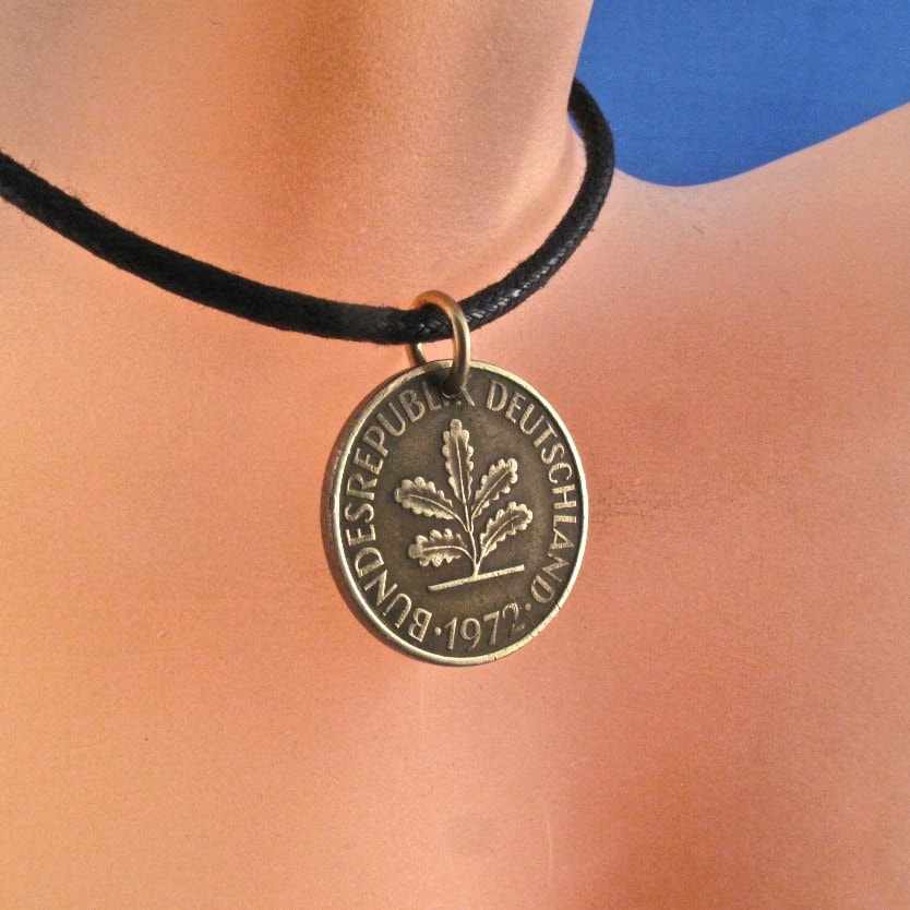 Germany Charm. Germany Necklace German Coin pfennig mens