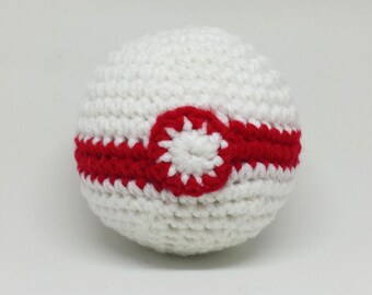 Full Size Crochet Pokemon Premier Ball Amigurumi - Ready to Ship