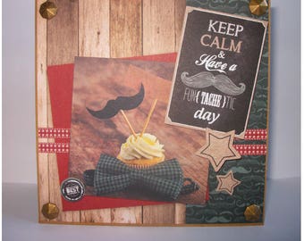 Personalized fathers day, man, Moustache card 3D card