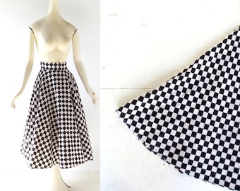 50s Circle Skirt | Vroom! | Checkered Skirt | 1950s Skirt | 22W XXXS