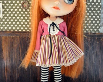 rose stripes dress for Blythe