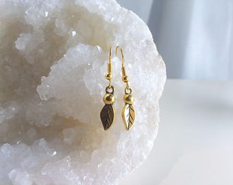 tiny drop leaf earrings