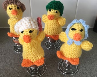 Egg Cosies - Family of 4 Easter Chicks - Crochet
