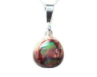 Mexican fire opal sterling silver pendant and chain