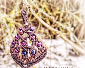 Pink Peacock Macrame Earrings-Wild Spirit Jewelry-Festival Earrings-Ethnic Macrame-Tribal Style-Unexpected Jewelry-Bohemian chic