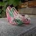 Crochet Pink High Heels Home Decor // c. 1950's // Lace Sequin Pink Green // Feminine Vanity Decoration