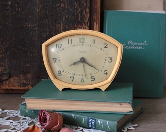 Vintage Alarm Clock - Soviet 1960s Vintage Retro Beige Alarm Clock - Vintage Table Clock - Vintage Home Interior Decor