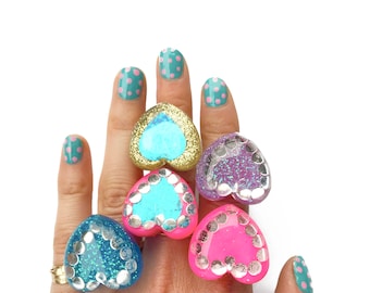 RESIN HEART RING - choose your color