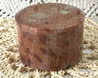 Small Round Natural Stone Lidded Pot - For All Sorts of Trinkets and Treasures - Cufflinks Studs Tie Pins Rings Storage Or As A Gift Box