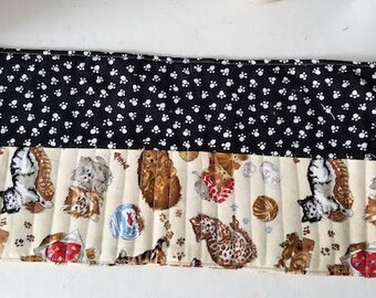 Pencil Roll Case Artist Gift Crayons Cat Fabric Gifts for Cat Lover Kids Children