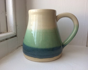 Handthrown Pottery Blue/Green Waterfall Large Ceramic Mug