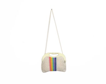 Vintage 70s Woven Rainbow Purse