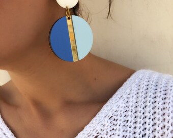 Round Earrings, Disc Earrings, Ethnic Earrings, Circle Earrings, Summer Earrings, Clip On Earrings, Made in Greece.
