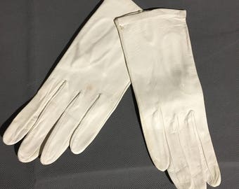 Vintage White Italian Soft Leather Gloves Size 7