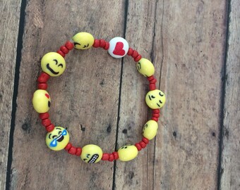 Emoticon bracelet Emoji bracelet smiley emotion icon kissy face w heart smirk trendy pop culture emoji jewelry emoji gift emoticon jewelry