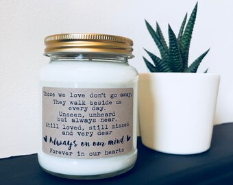 Personalised 'Those we love...' scented soy candle , remembrance candle , memoriam candle , in loving memory, memorial, condolence, sympathy