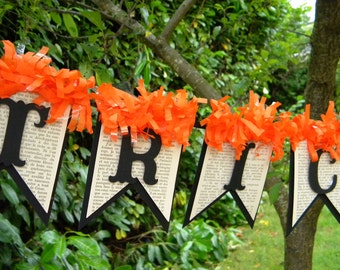 Trick or Treat Halloween Banner - Vintage Style Halloween - Halloween Decor - Orange and Black