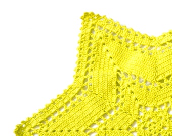 Lime green hand dyed Crochet Doily Vintage doily
