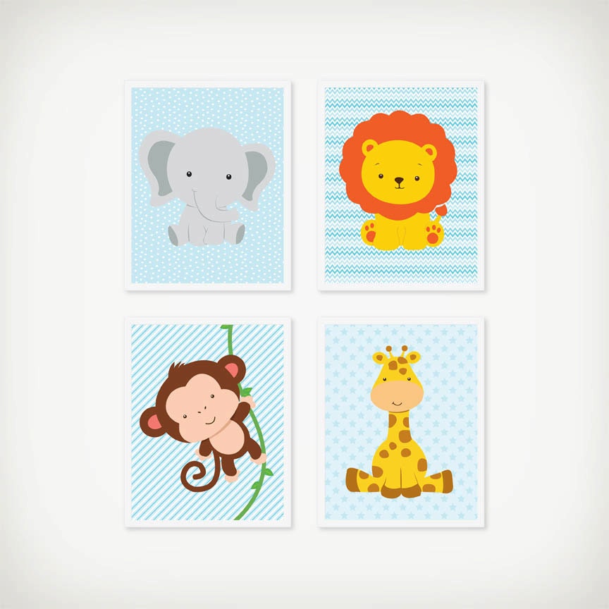 Jungle Nursery Art Printable Set Instant Download Monkey