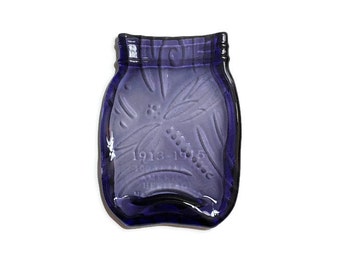 Mason Jar Spoon Rest in Royal Purple with Elegant Kiln-Carved Dragon Fly Swirl Design - Spoon Rest - Butter Dish - Soap Dish