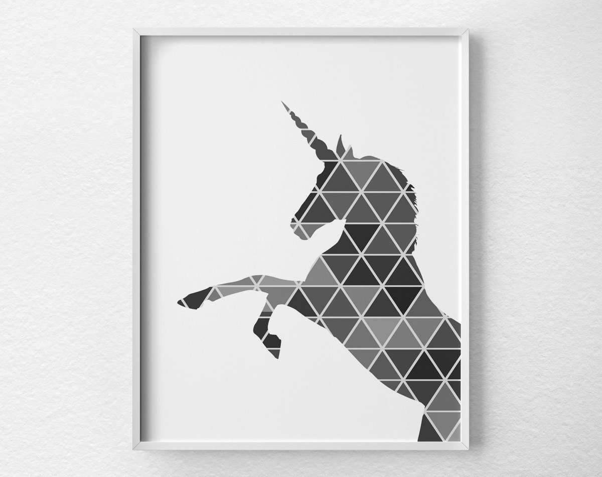 geometric unicorn print unicorn art unicorn silhouette