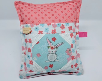 Deluxe Pincushion - Sweet Bunny - Handmade - Pincushion with Pocket - Gift for Quilters - Gift for Sewers - Gift for Mom