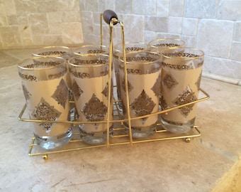 Vintage Tumblers in a Caddy-Set of 8 MINT!!