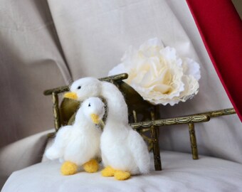 Goose ornament goose Easter goose couple goose figurine felted goose decor bird farm animal wedding white goose figurine goose cake topper
