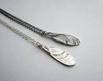 Small Samara - Necklace - Delicate Maple Seed - Delicate Samara Sycamore Necklace - Sterling Silver 925 - Handmade to Order