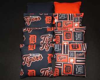 DETROIT Tigers Cornhole Bean Bags 8 AcA Regulation Corn Hole Bags MLB Fans Great Gift Idea