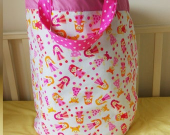Fabric basket, Toy box, Basket for toys, Toy storage, fabric storage basket, laundry basket, storage bin, laundry bag, dolls print