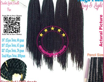 18"+20"+22" Senegalese SENEGAL Twist braids CROCHET Bulk Braiding Hair X-pression braid hair Crochet Braids hair-3 Value Pack/7.1oz/81pcs