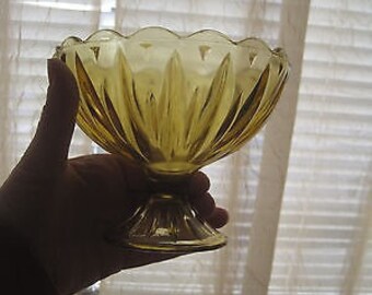 Vintage yellow Amber glass bowl candy dish