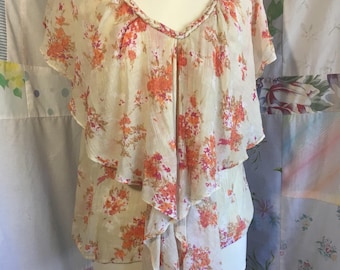 MED/LARGE, Top, Boho Lightweight Hippie Bohemian Flowerchild Blouse