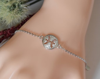 Pisces Zodiac Sterling Silver Bracelet/Anklet, Pisces Zodiac Bracelet, Sterling Silver Zodiac Bracelet, Zodiac Bracelet, Zodiac Jewelry