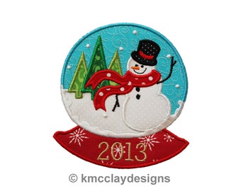 Snowglobe Snowman Applique. Machine Embroidery Applique Design. Instant Download. 5x7design from kmcclayapplique