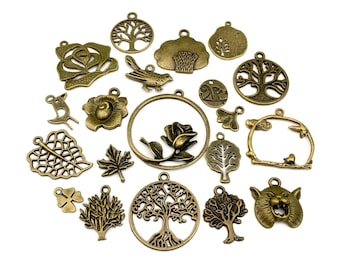 20 charms forest theme mix,bronze tone # CH 500