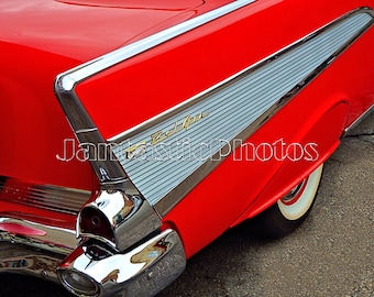 Chevrolet Bel Air photograph 1957 red Chevy tail fin Instant download photo classic car vintage '50s automobile photography automotive art