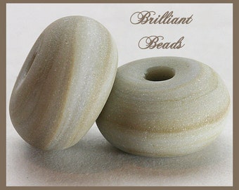 Grey Quartz..."Sea Glass" Spacer Bead Pair...Handmade Lampwork Beads SRA, Made To Order
