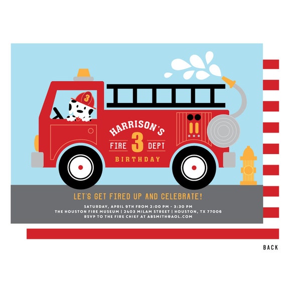 Fire Truck Birthday Invitations 9