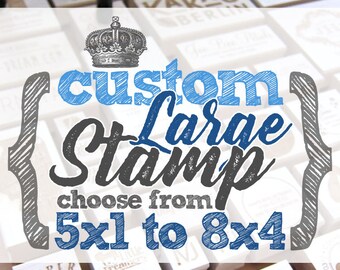 5x1 to 8x4 inches - CUSTOM Art Wood Mounted Rubber Stamp - Logo, Branding, Packaging, Invitations, Party, Favors, Wedding, Business